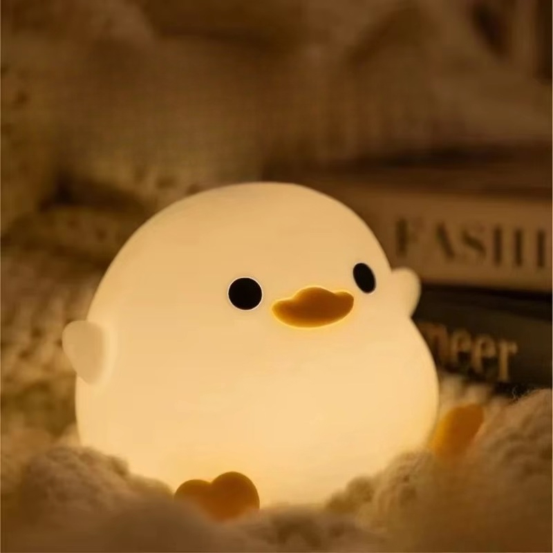 Floating Nightstand With Led Light - Lampu Silikon Hewan Kartun Bebek Lucu