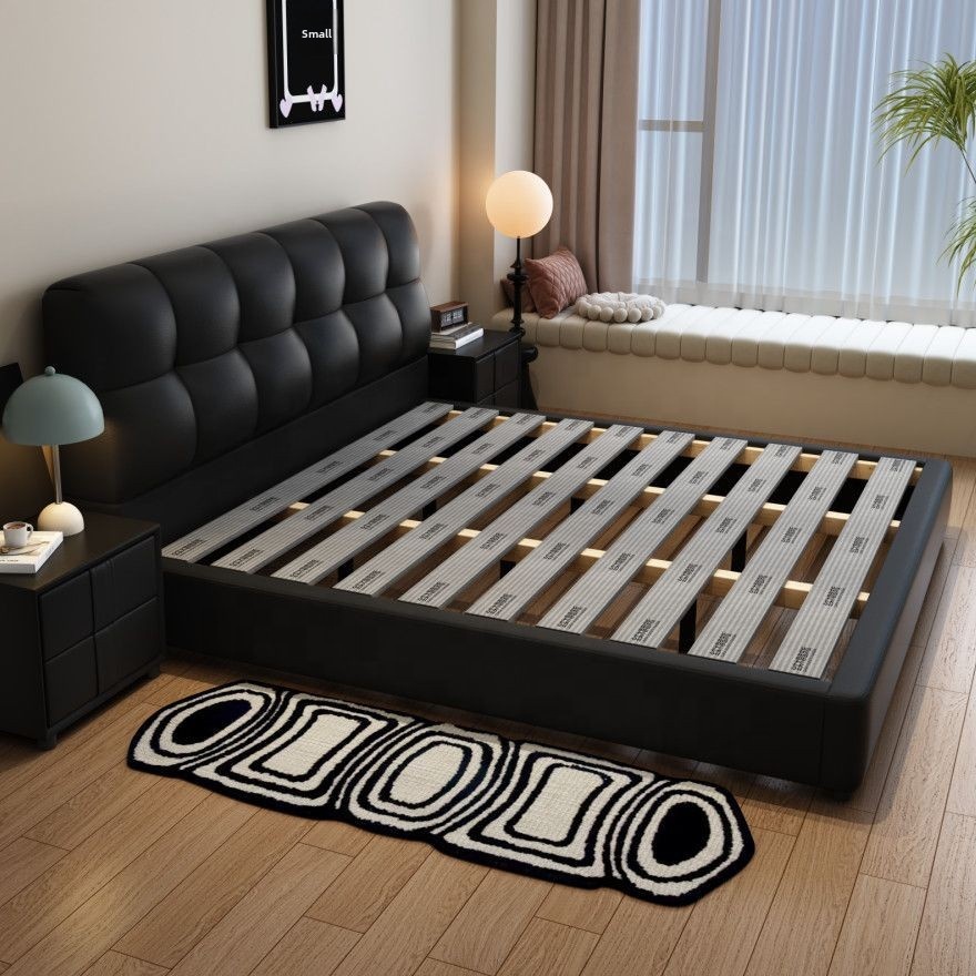 King Size Bed Frame With Storage Drawers - # Tempat Tidur Kulit Hitam Berumbai