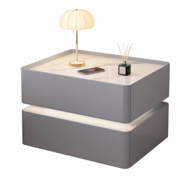 Solid Wood Nightstand 2 Drawers - Meja Samping Tempat Tidur Pintar Kayu