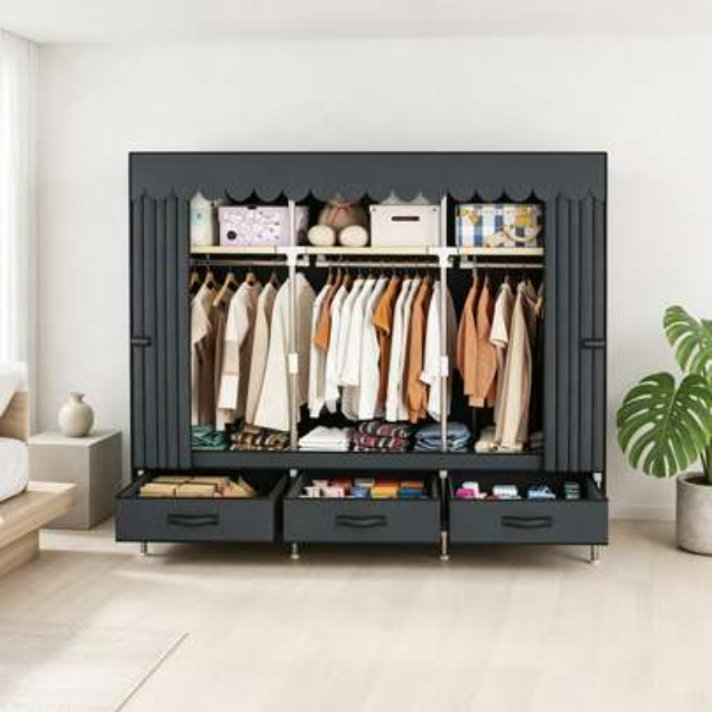 Wardrobe Closet Portable Fabric Cover - Lemari Pakaian Portabel dengan Rangka Baja
