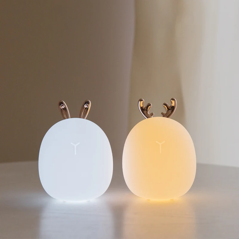 Floating Nightstand With Led Light - Lampu malam silikon rusa kelinci Led