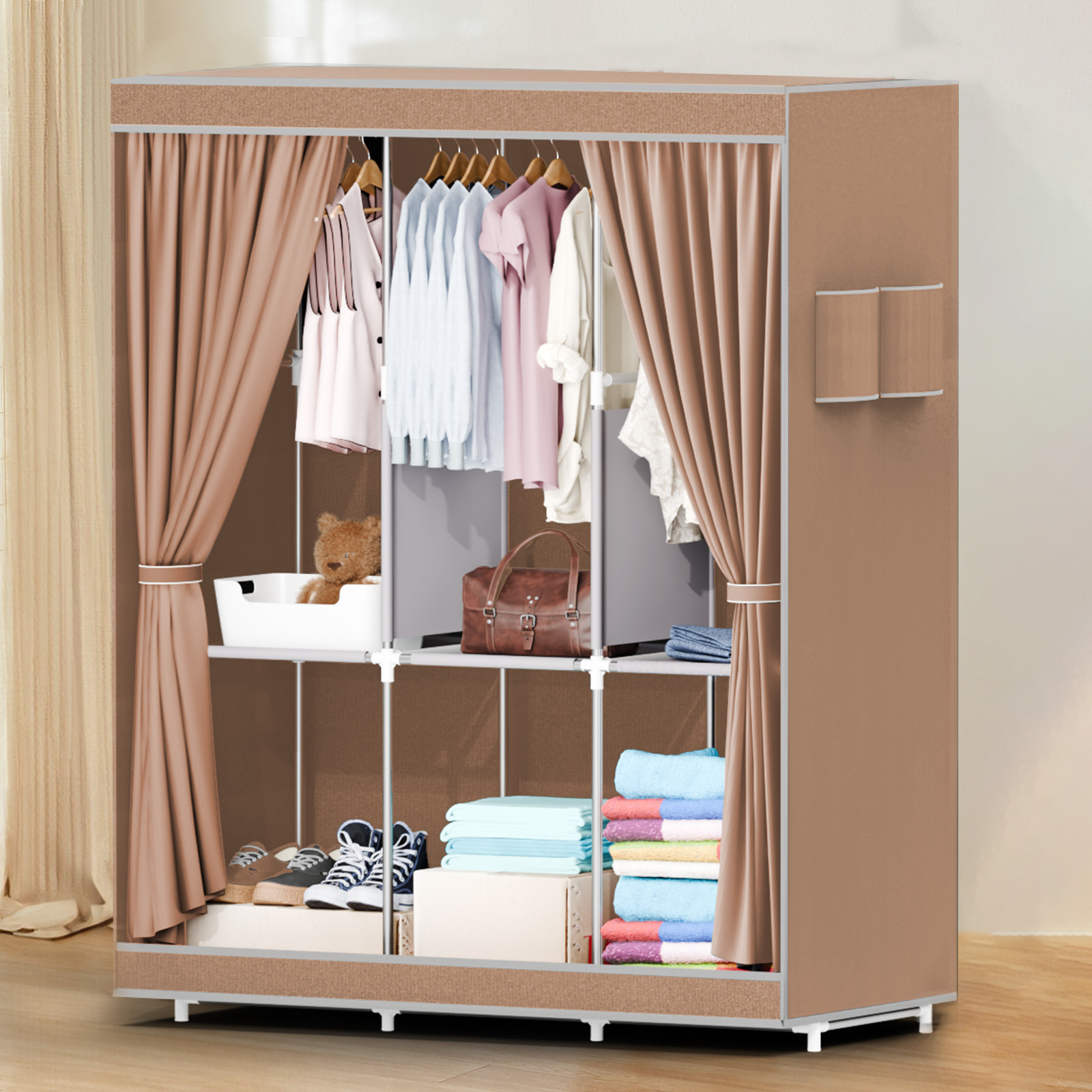 Wardrobe Closet Portable Fabric Cover - Lemari Pakaian Portabel 51-Inci dengan Pipa