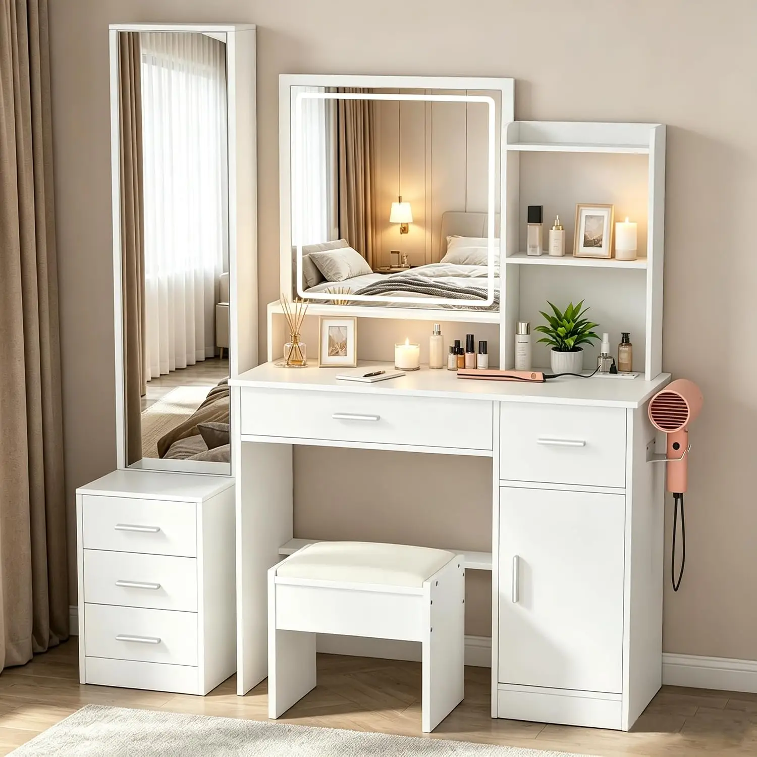 Dressing Table Vanity With Lighted Mirror - Meja Rias INTERGREAT dengan Lampu dan