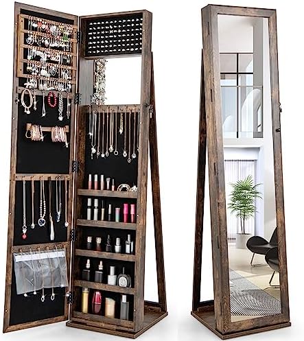 Full Length Mirror Jewelry Armoire - Lemari Perhiasan dengan Cermin Panjang, Organizer