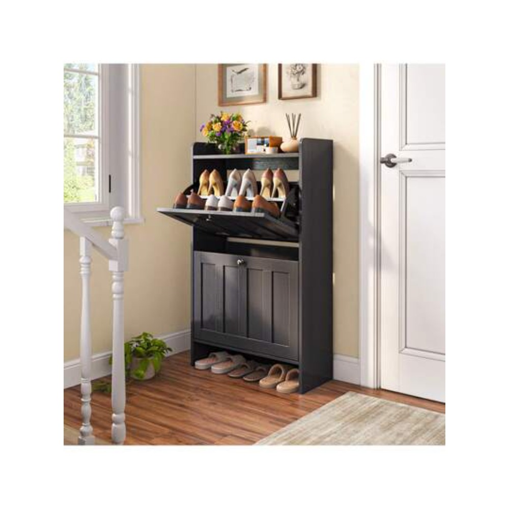 Shoe Rack Cabinet Narrow Entryway - Lemari Sepatu Sempit Berdiri Bebas Dengan