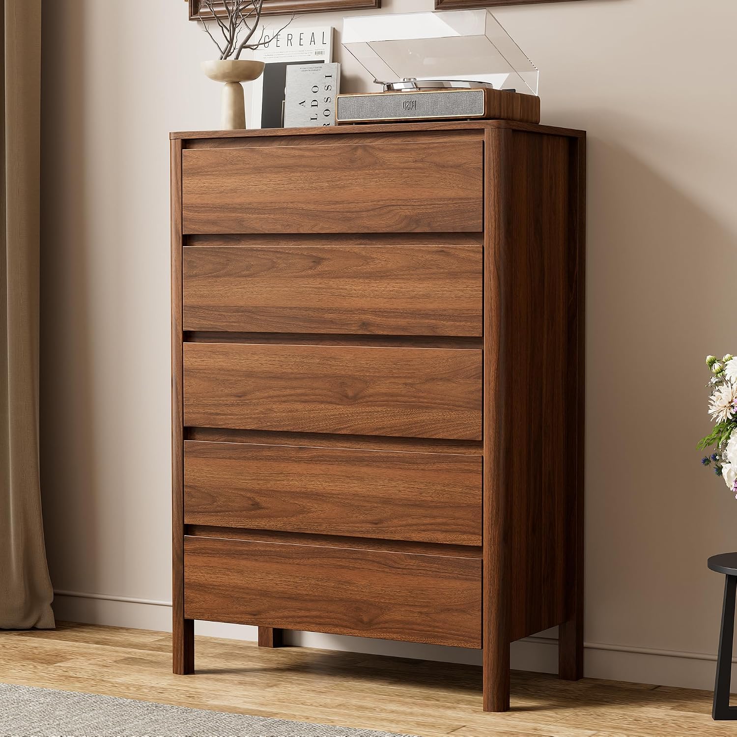 Bedroom Furniture - Lemari Penyimpanan Kayu Lima Laci Vertikal