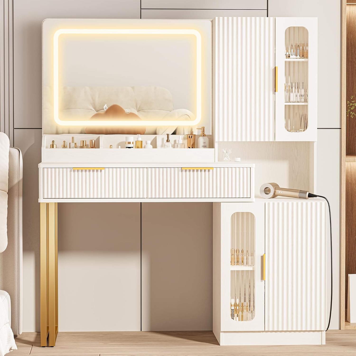 Dressing Table Vanity With Lighted Mirror - Cermin Meja Rias 42