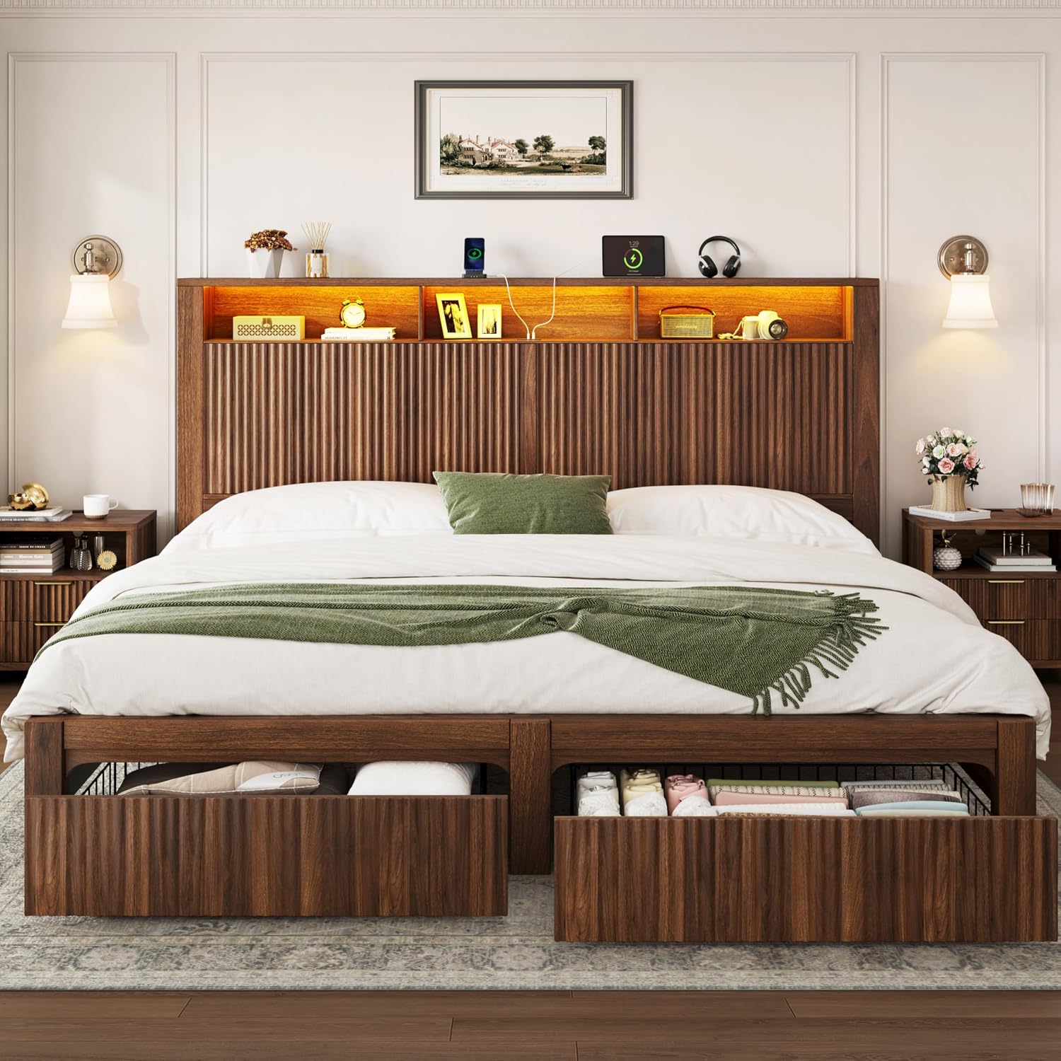 King Size Bed Frame With Storage Drawers - Rangka Tempat Tidur Ukuran King dan