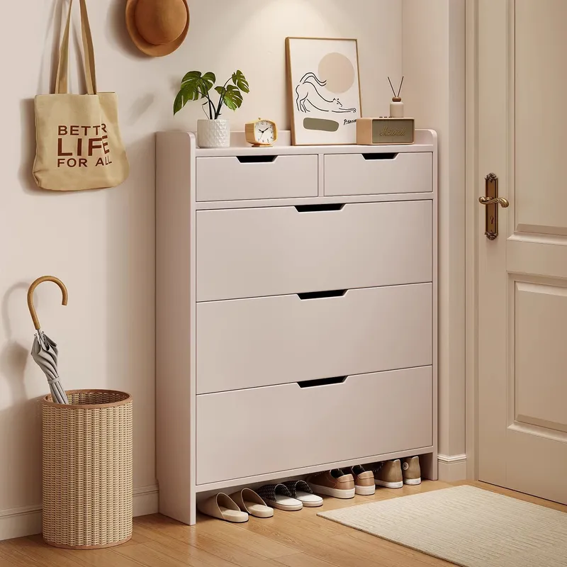 Shoe Rack Cabinet Narrow Entryway - Lemari Sepatu Inti Kayu Solid 17cm,