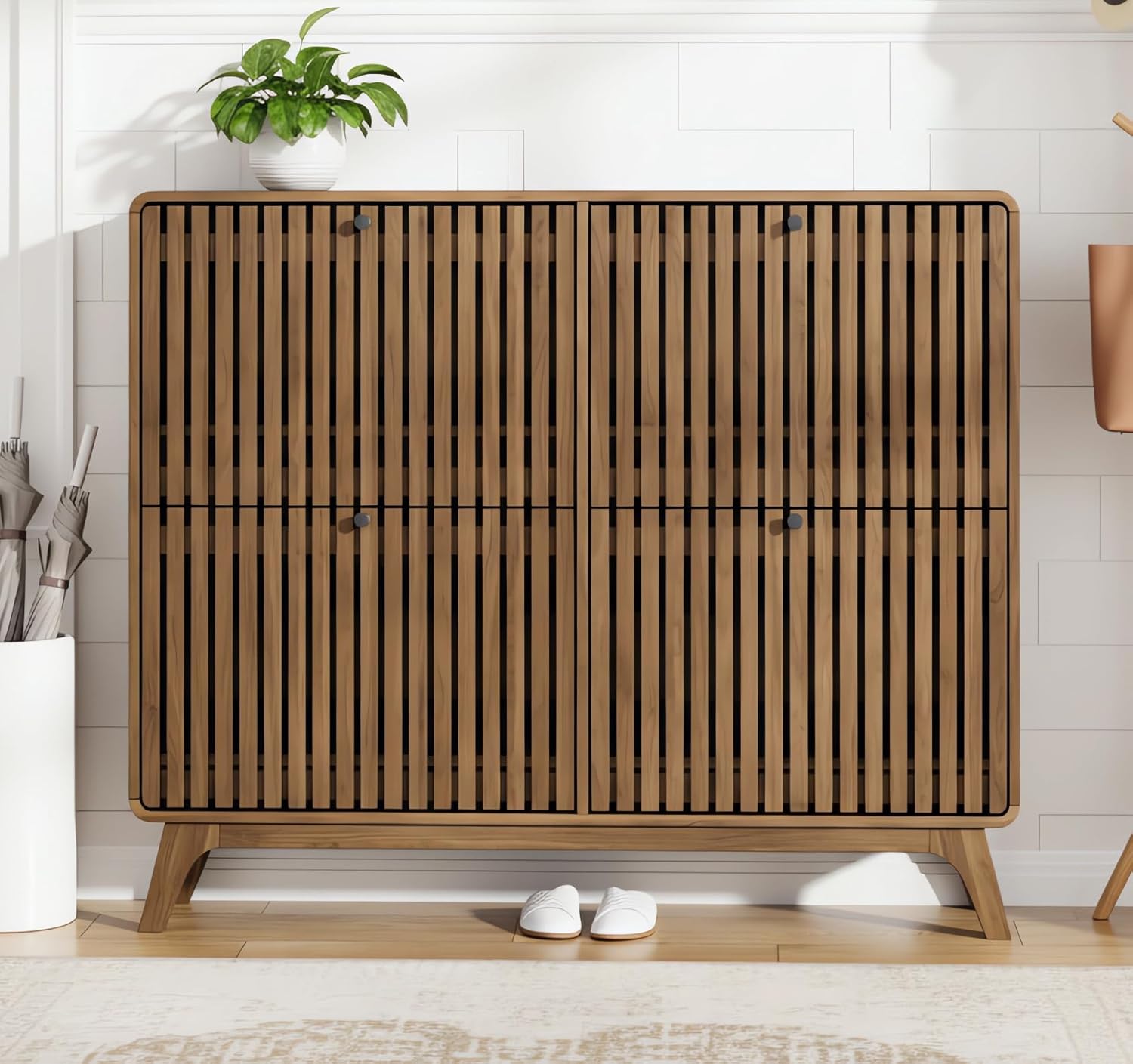 Shoe Rack Cabinet Narrow Entryway - # Lemari Sepatu Bambu Besar dengan