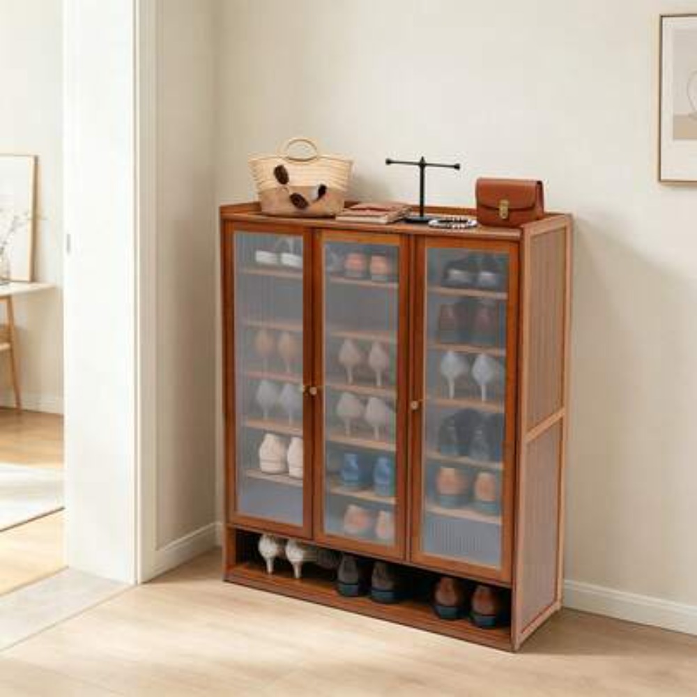 Shoe Rack Cabinet Narrow Entryway - Lemari Sepatu 8 Tingkat 3 Pintu,