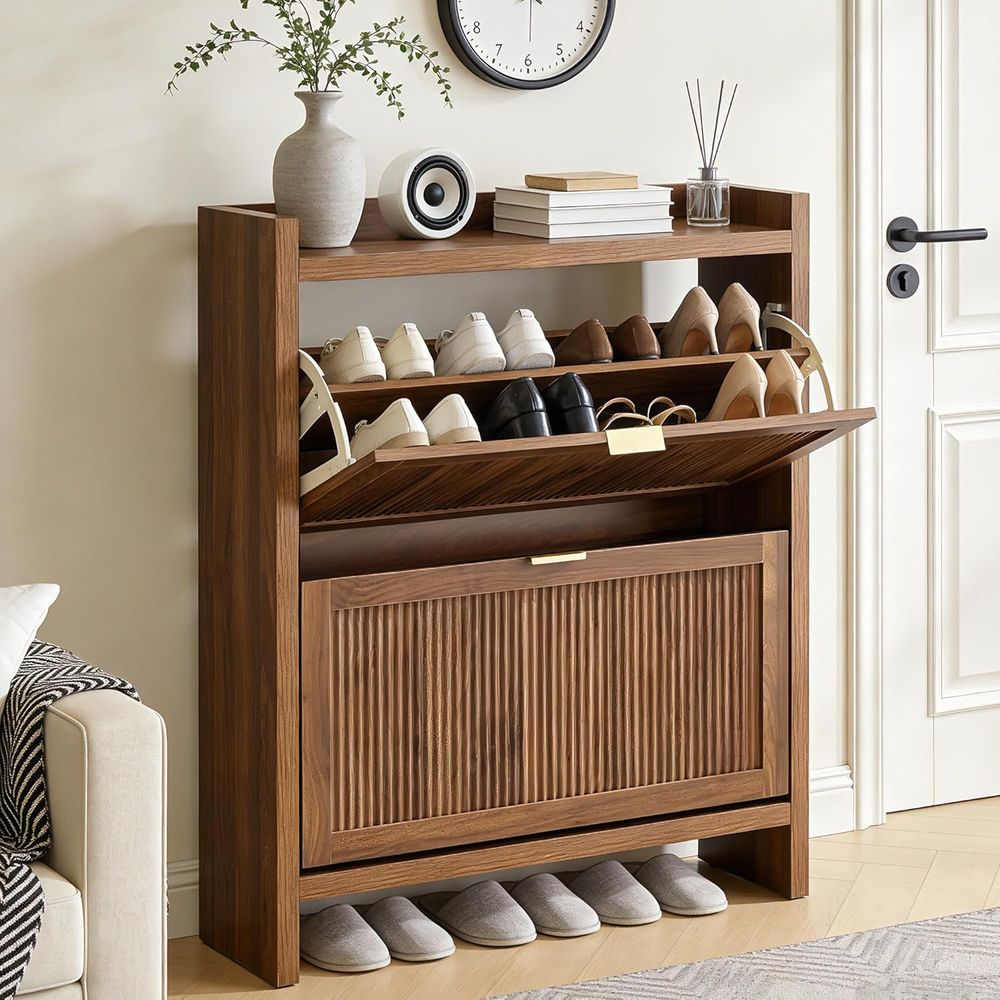 Shoe Rack Cabinet Narrow Entryway - Rak Sepatu Kayu Sempit untuk Pintu