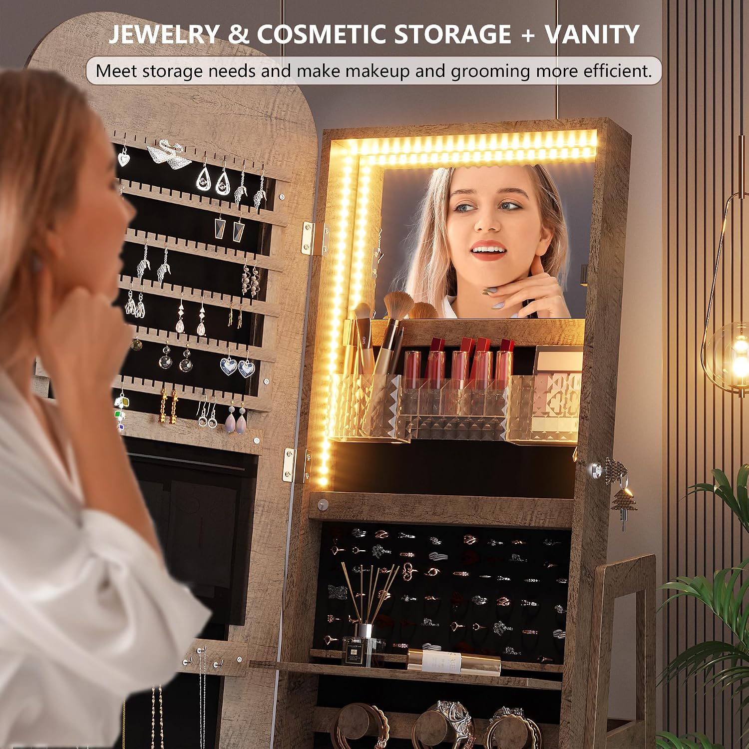 Lemari Perhiasan Putar 360 Der - Full Length Mirror Jewelry Armoire ulasan dan harga