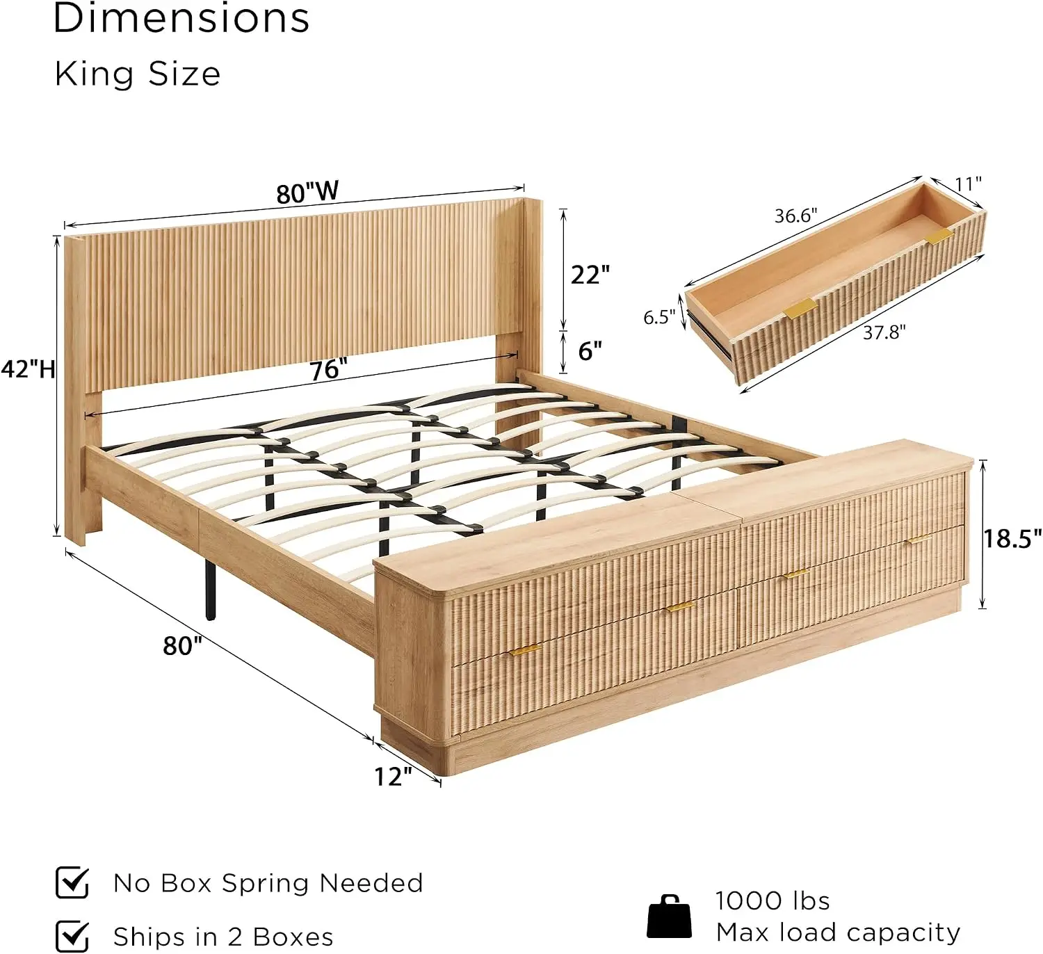 Rangka Tempat Tidur King Size  - King Size Bed Frame With Storage Drawers ulasan dan harga