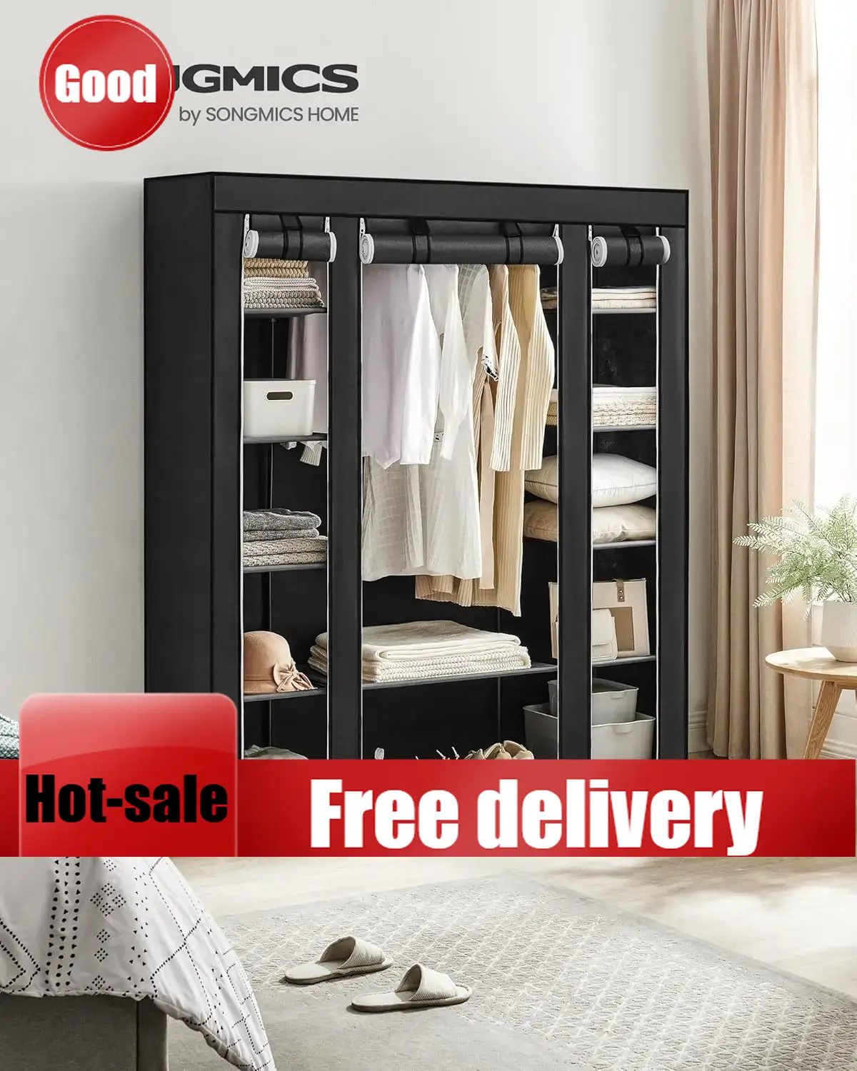 Lemari Pakaian Cheng-Closet, L - Wardrobe Closet Portable Fabric Cover ulasan dan harga