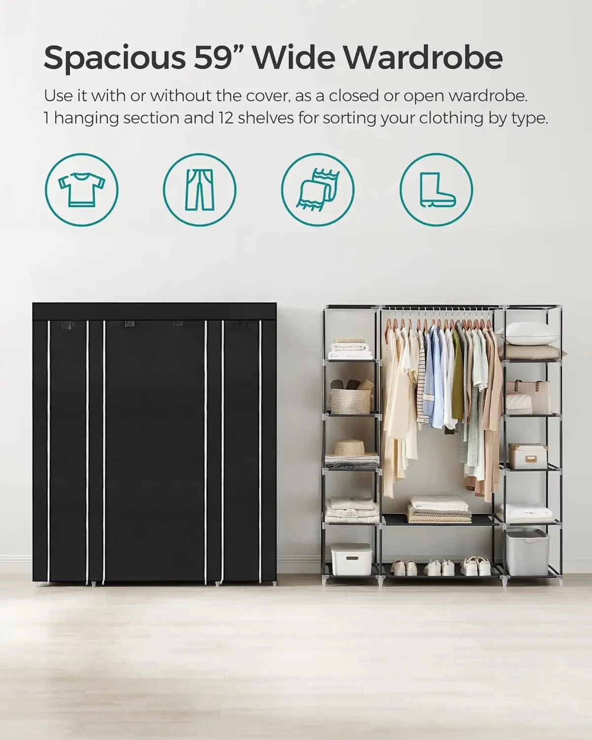 Lemari Pakaian Cheng-Closet, L - Wardrobe Closet Portable Fabric Cover ulasan dan harga