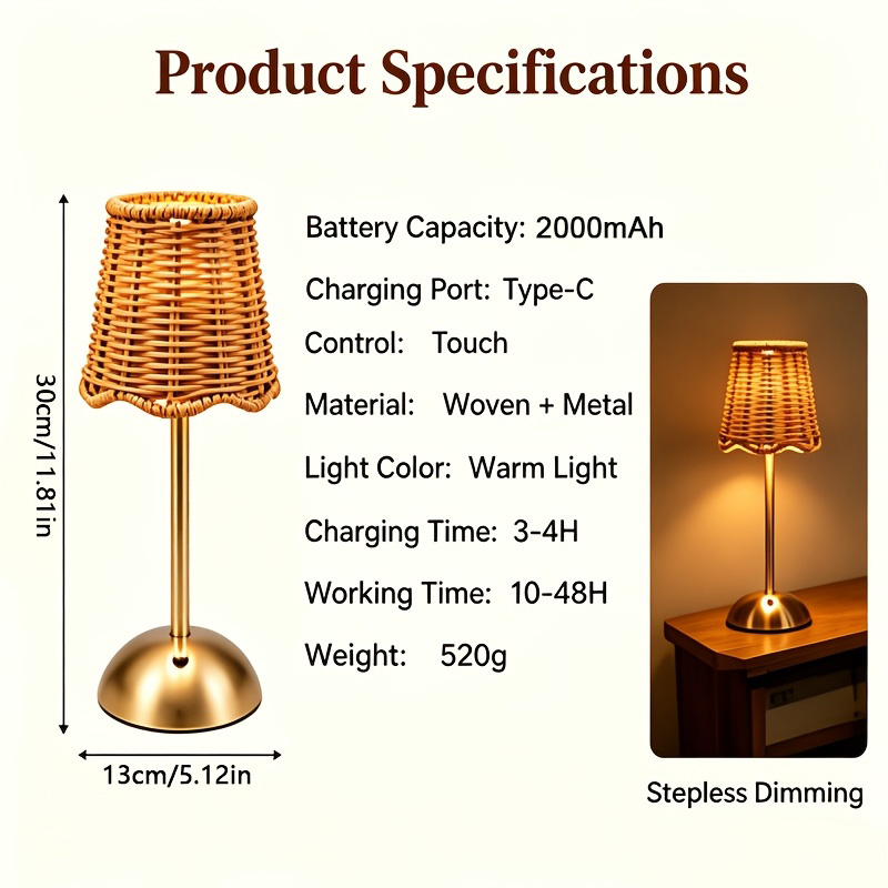 Lampu Meja Seni Anyaman Rotan  - Bedroom Furniture ulasan dan harga