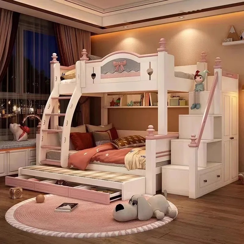 Tempat Tidur Susun Kayu Solid  - Bunk Bed With Stairs And Slide ulasan dan harga