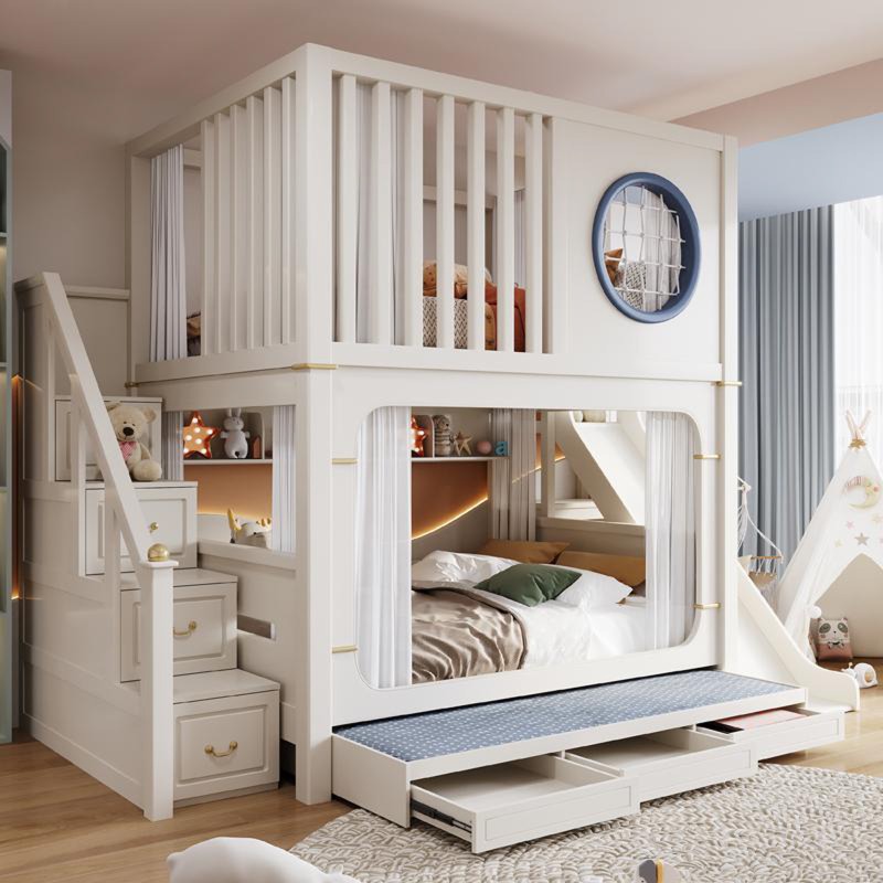 Tempat Tidur Tingkat Anak deng - Bunk Bed With Stairs And Slide ulasan dan harga