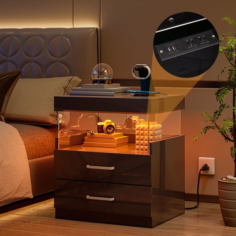 Meja Samping Tempat Tidur LED  - Floating Nightstand With Led Light ulasan dan harga