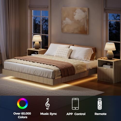 Set Kamar Tidur, Rangka Tempat - Floating Nightstand With Led Light ulasan dan harga