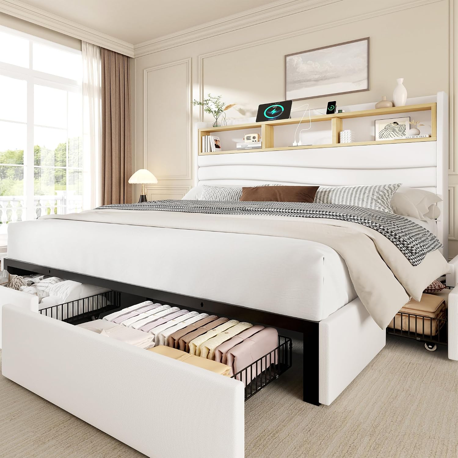 Rangka Tempat Tidur King Size  - King Size Bed Frame With Storage Drawers ulasan dan harga