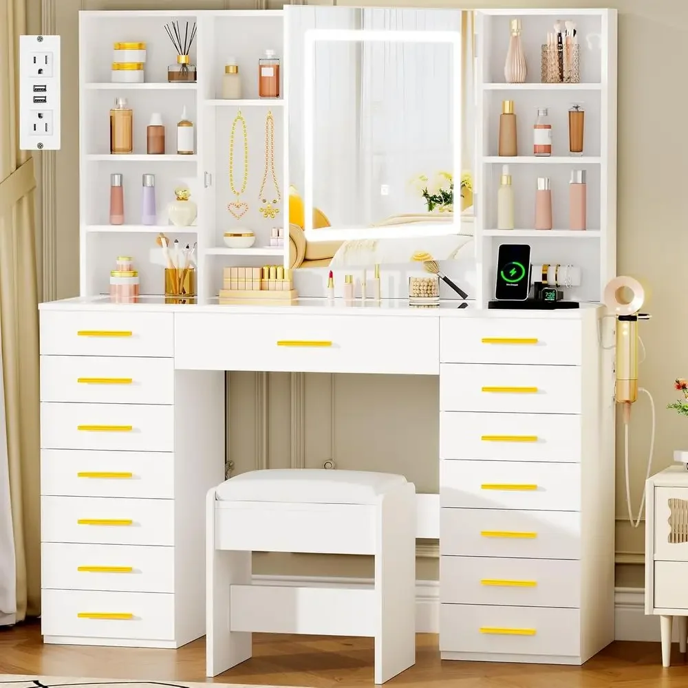 Meja Rias Cermin Berlampu LED  - Dressing Table Vanity With Lighted Mirror ulasan dan harga