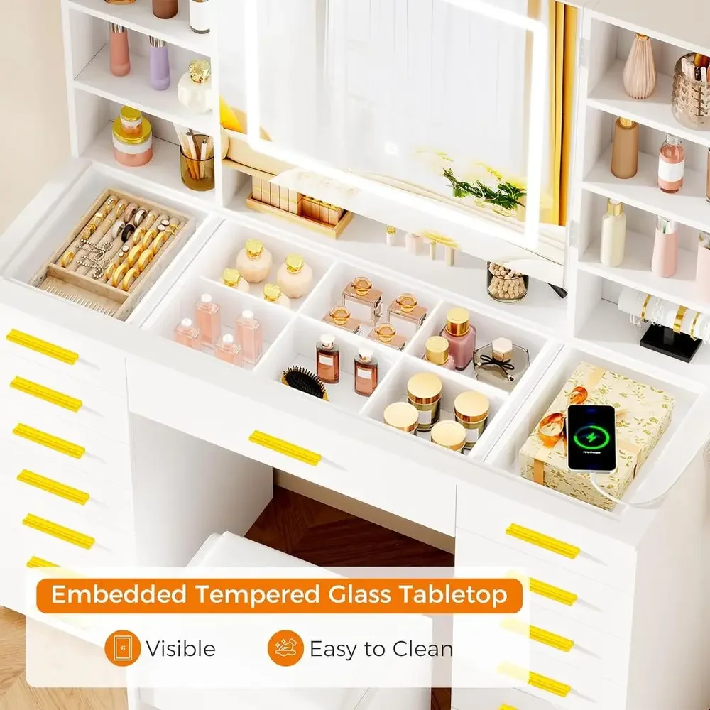 Meja Rias Cermin Berlampu LED  - Dressing Table Vanity With Lighted Mirror ulasan dan harga
