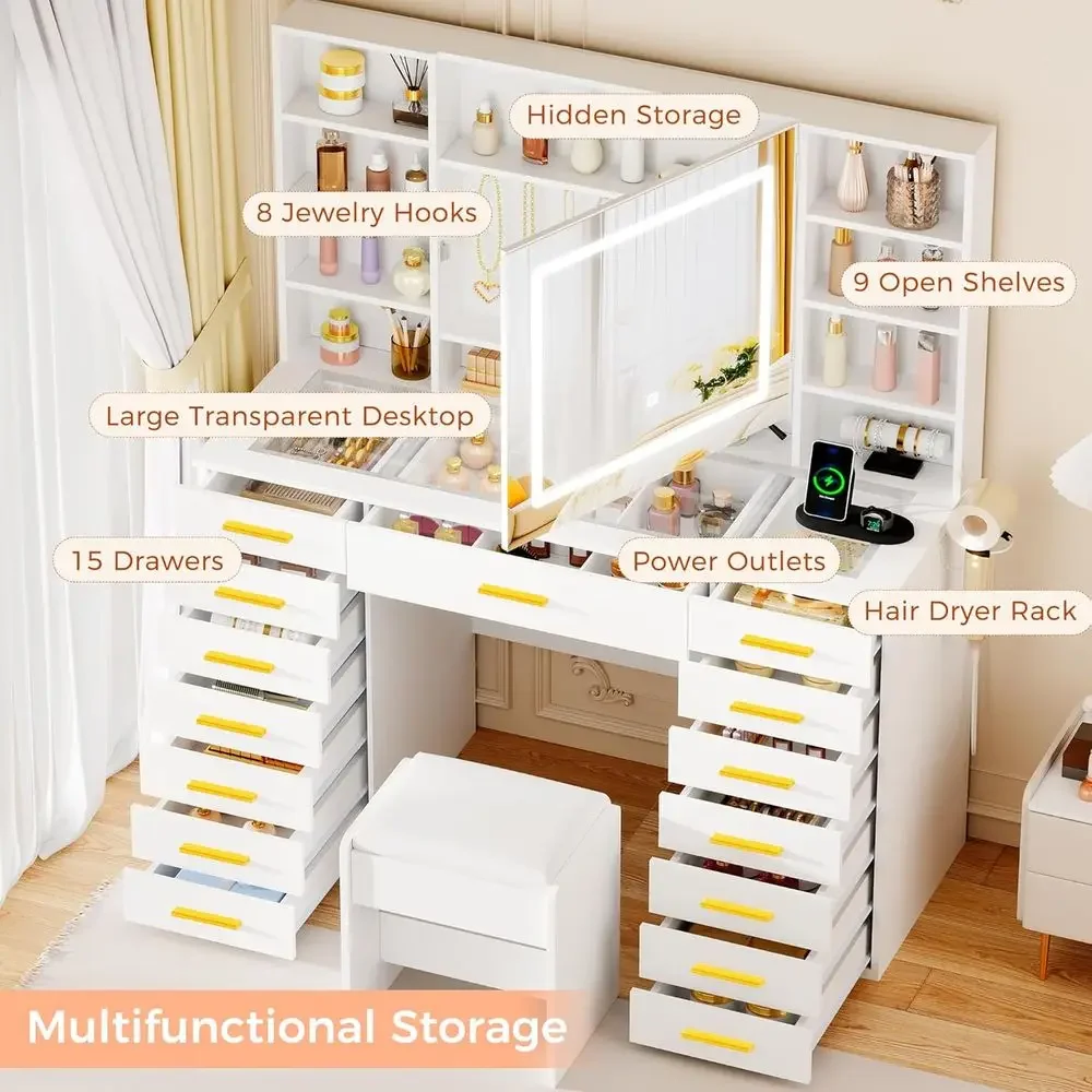 Meja Rias Cermin Berlampu LED  - Dressing Table Vanity With Lighted Mirror ulasan dan harga