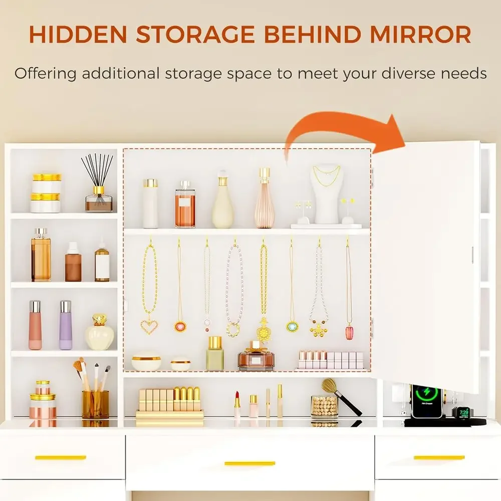 Meja Rias Cermin Berlampu LED  - Dressing Table Vanity With Lighted Mirror ulasan dan harga