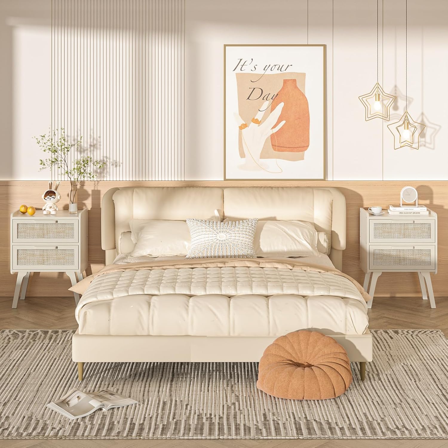Set Meja Samping Tempat Tidur  - Solid Wood Nightstand 2 Drawers ulasan dan harga
