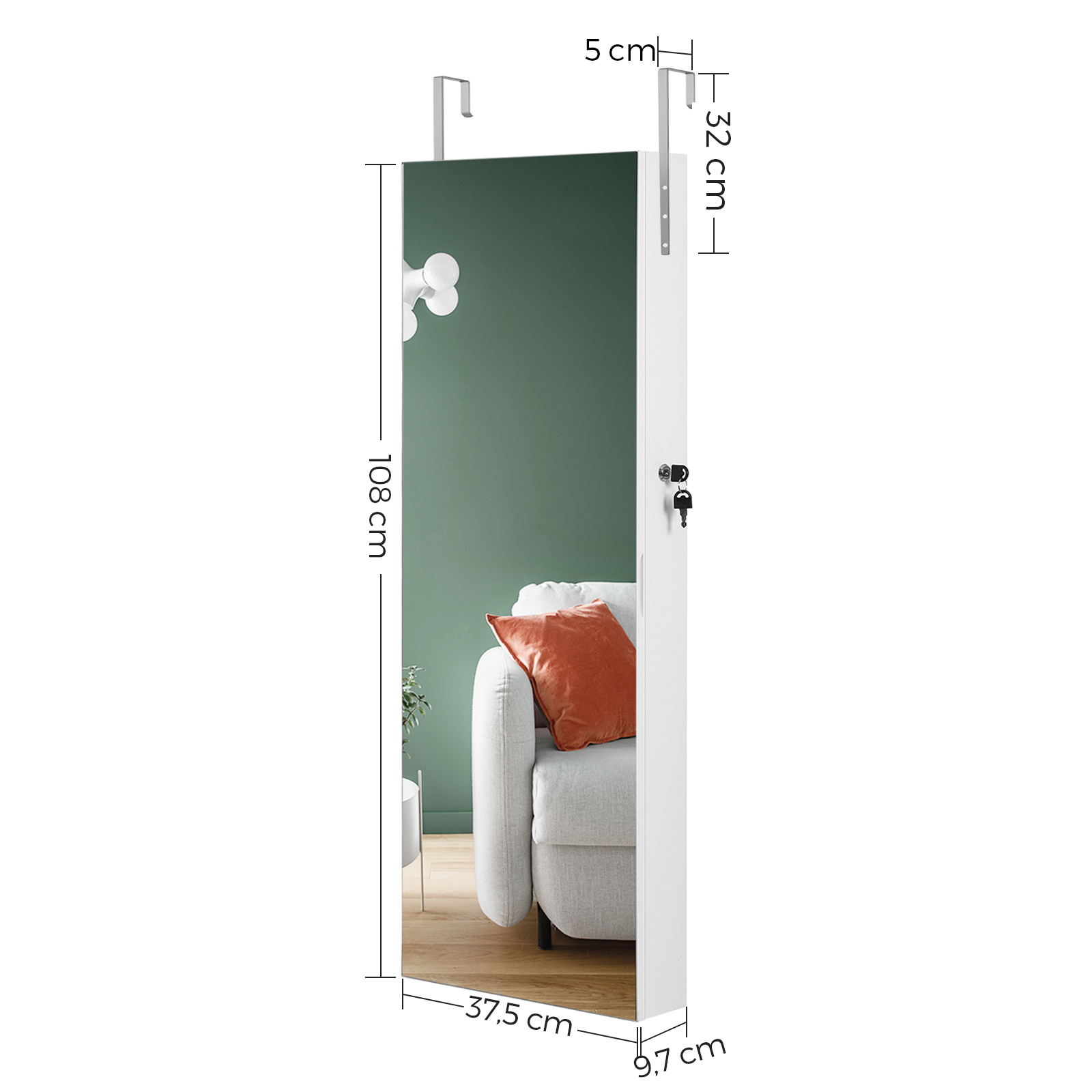 Lemari Perhiasan Putih Dapat D - Full Length Mirror Jewelry Armoire ulasan dan harga