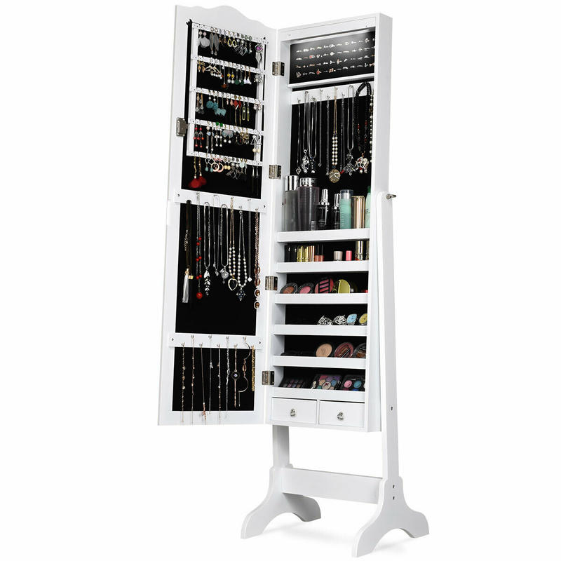 Lemari Perhiasan LED 14 Lampu  - Full Length Mirror Jewelry Armoire ulasan dan harga