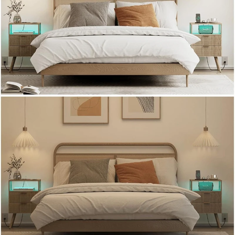 Meja Nakas Modern dengan 2 Lac - Solid Wood Nightstand 2 Drawers ulasan dan harga