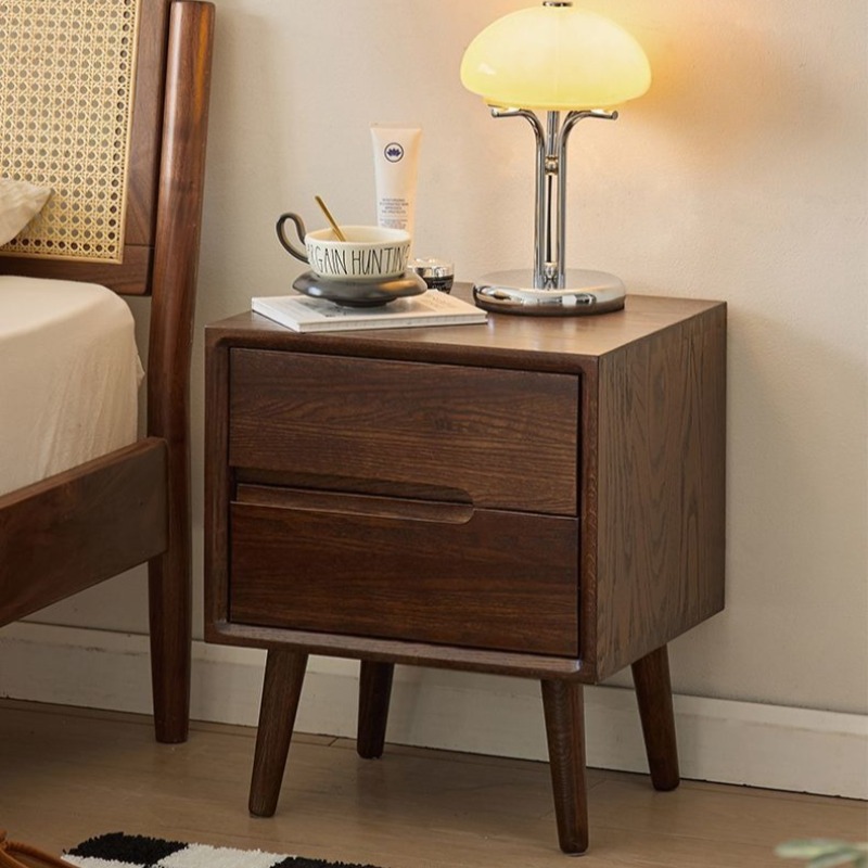 Meja Samping Tempat Tidur Kayu - Solid Wood Nightstand 2 Drawers ulasan dan harga