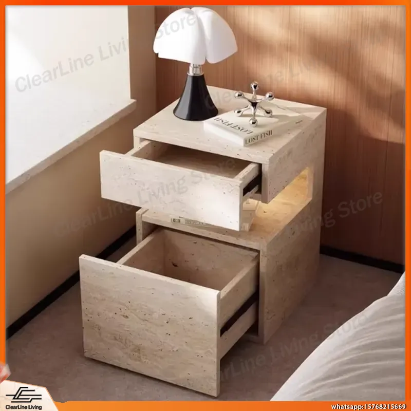 Meja Nakas Kayu Solid Minimali - Floating Nightstand With Led Light ulasan dan harga