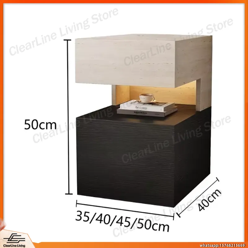 Meja Nakas Kayu Solid Minimali - Floating Nightstand With Led Light ulasan dan harga