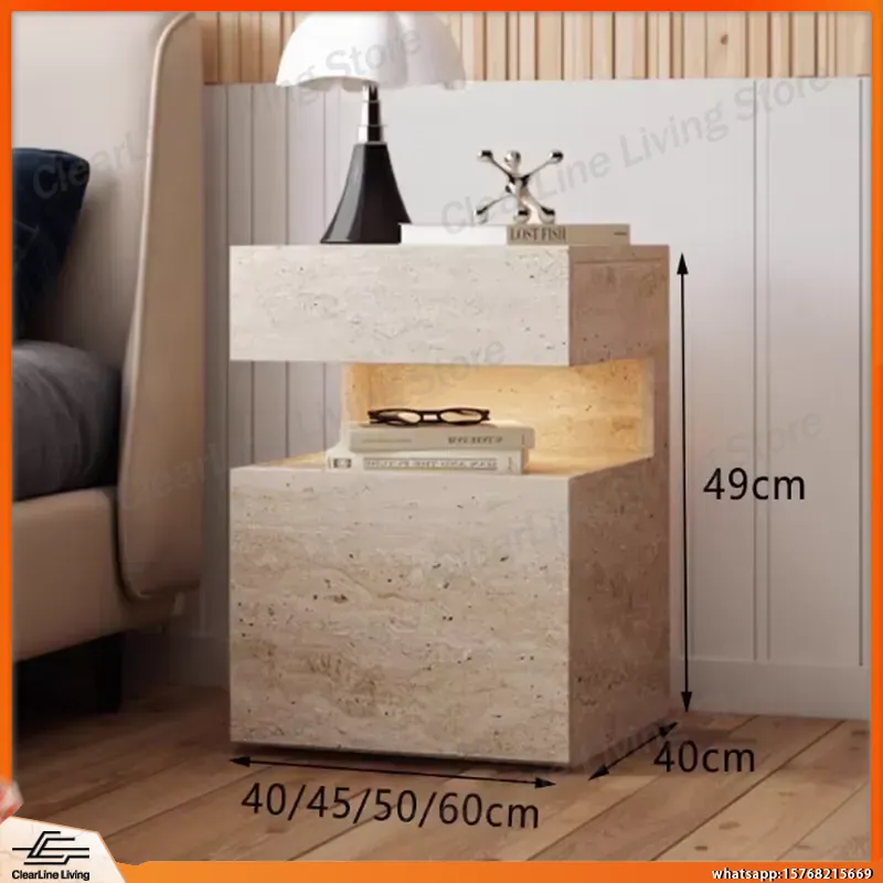 Meja Nakas Kayu Solid Minimali - Floating Nightstand With Led Light ulasan dan harga