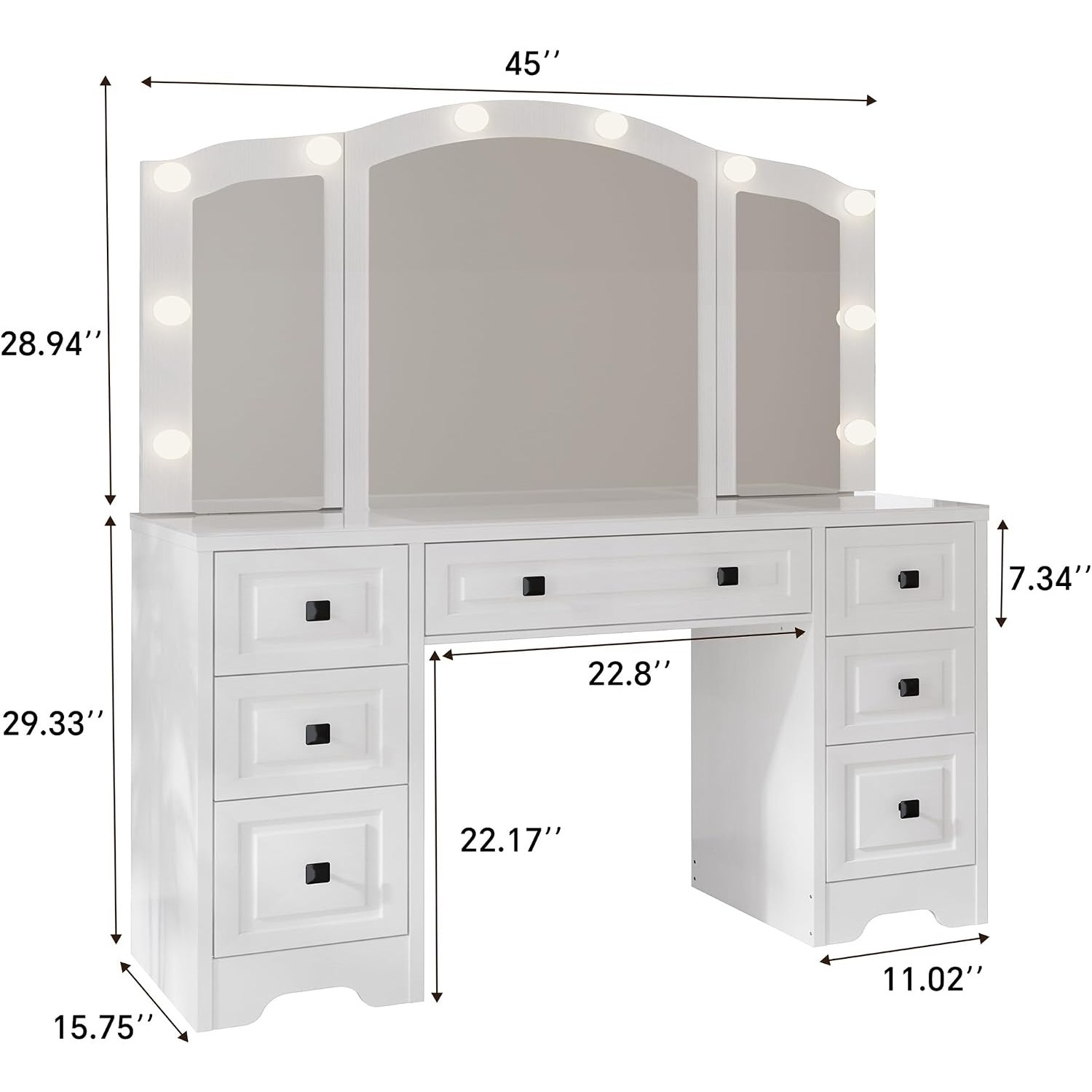 Meja Rias Berlampu, Cermin Lip - Dressing Table Vanity With Lighted Mirror ulasan dan harga