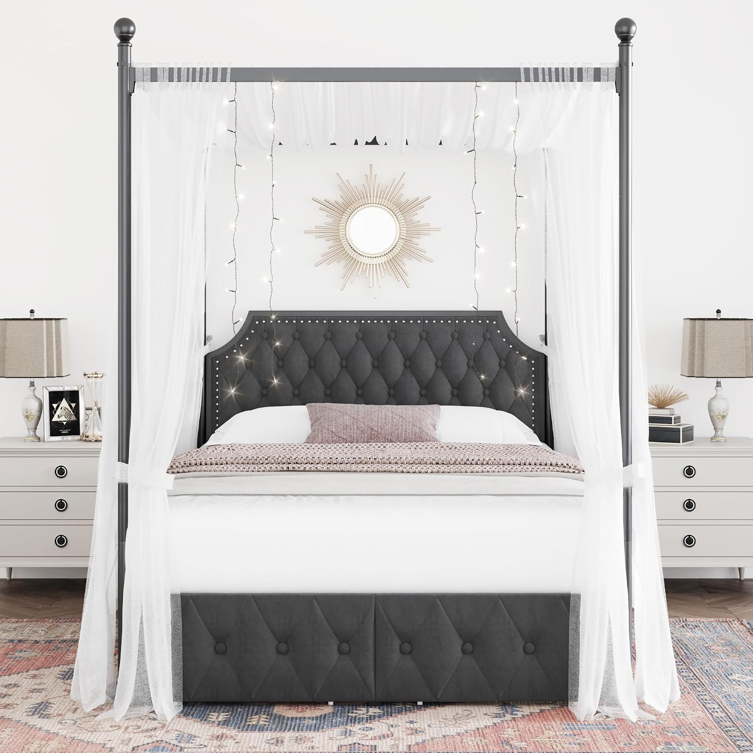 Rangka Tempat Tidur Queen Cano - Canopy Bed Frame Metal Queen ulasan dan harga