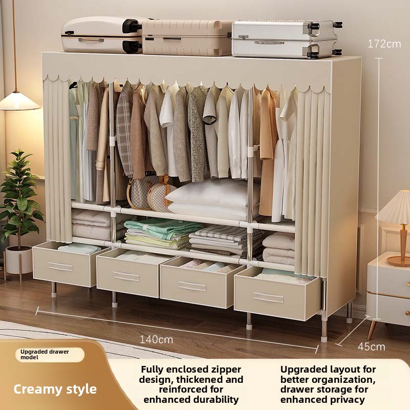 Lemari Pakaian Portabel dengan - Wardrobe Closet Portable Fabric Cover ulasan dan harga