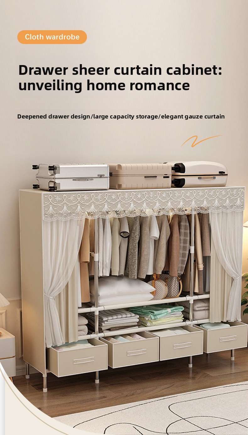 Lemari Pakaian Portabel dengan - Wardrobe Closet Portable Fabric Cover ulasan dan harga