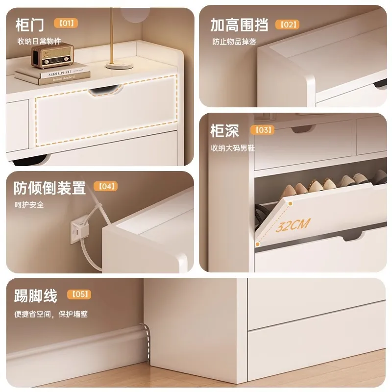 Lemari Sepatu Inti Kayu Solid  - Shoe Rack Cabinet Narrow Entryway ulasan dan harga