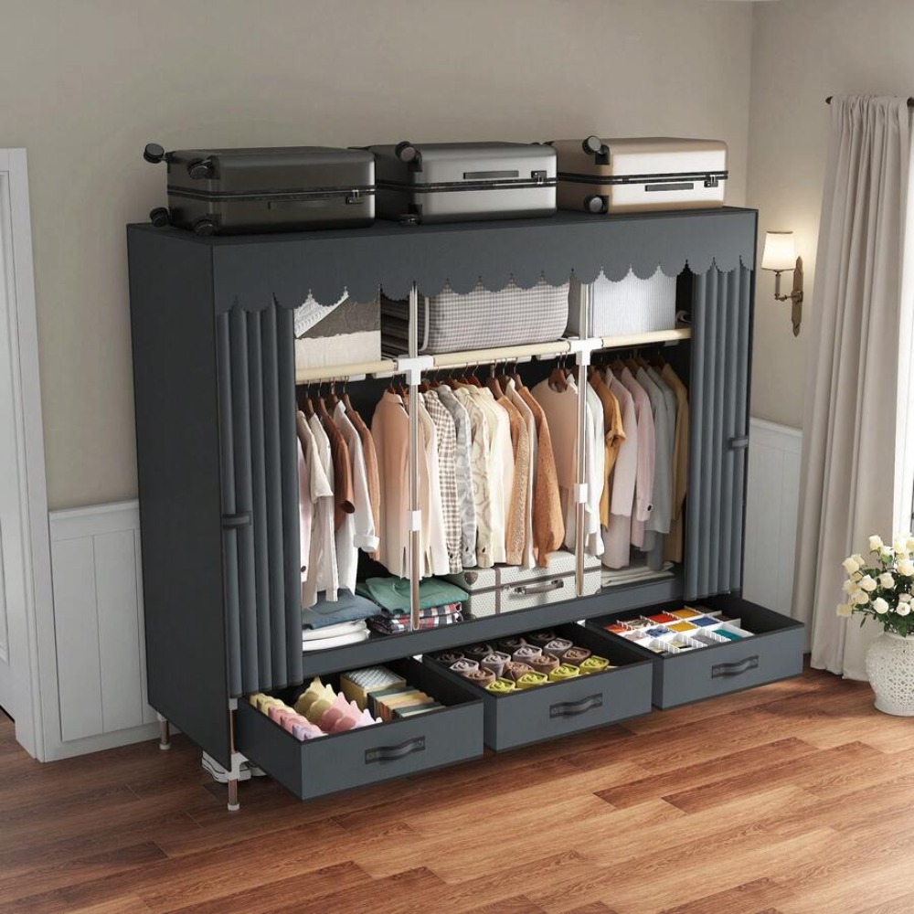 Lemari Pakaian Portabel, Rangk - Wardrobe Closet Portable Fabric Cover ulasan dan harga