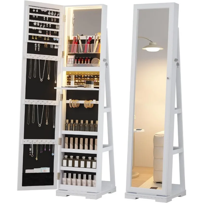 Lemari Perhiasan LED dengan Ce - Full Length Mirror Jewelry Armoire ulasan dan harga