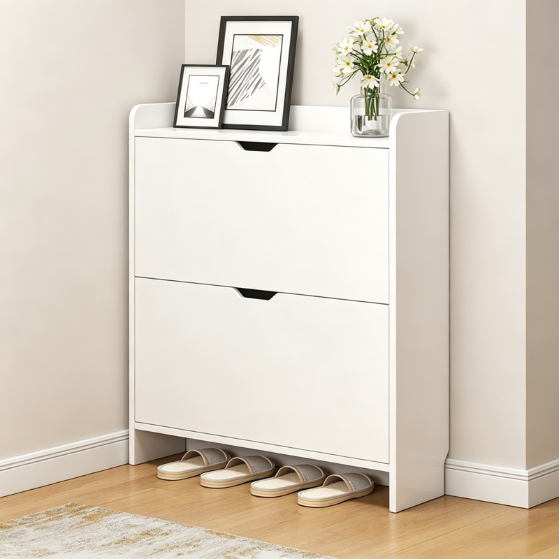 Lemari Sepatu Kayu 2 Tingkat d - Shoe Rack Cabinet Narrow Entryway ulasan dan harga