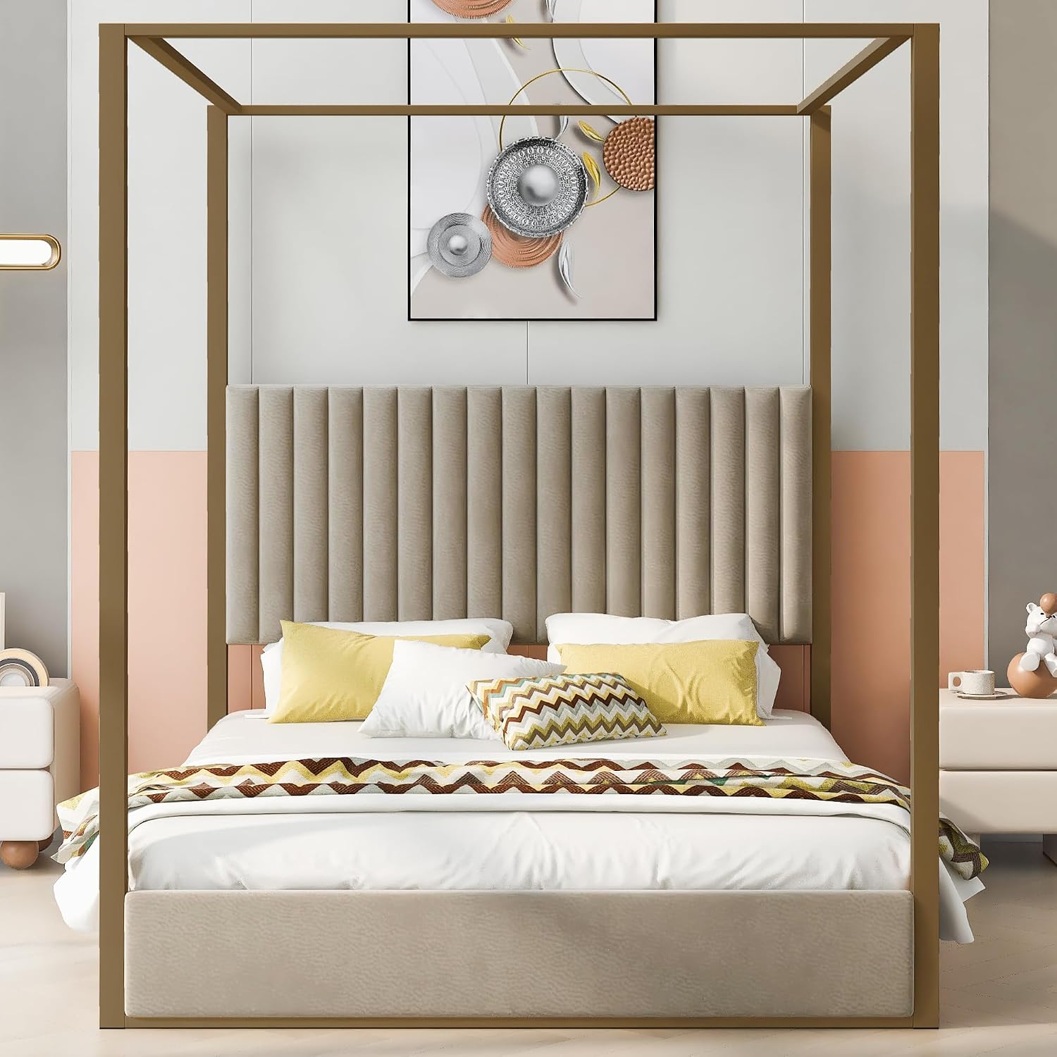 Tempat Tidur Platform Kanopi M - Canopy Bed Frame Metal Queen ulasan dan harga