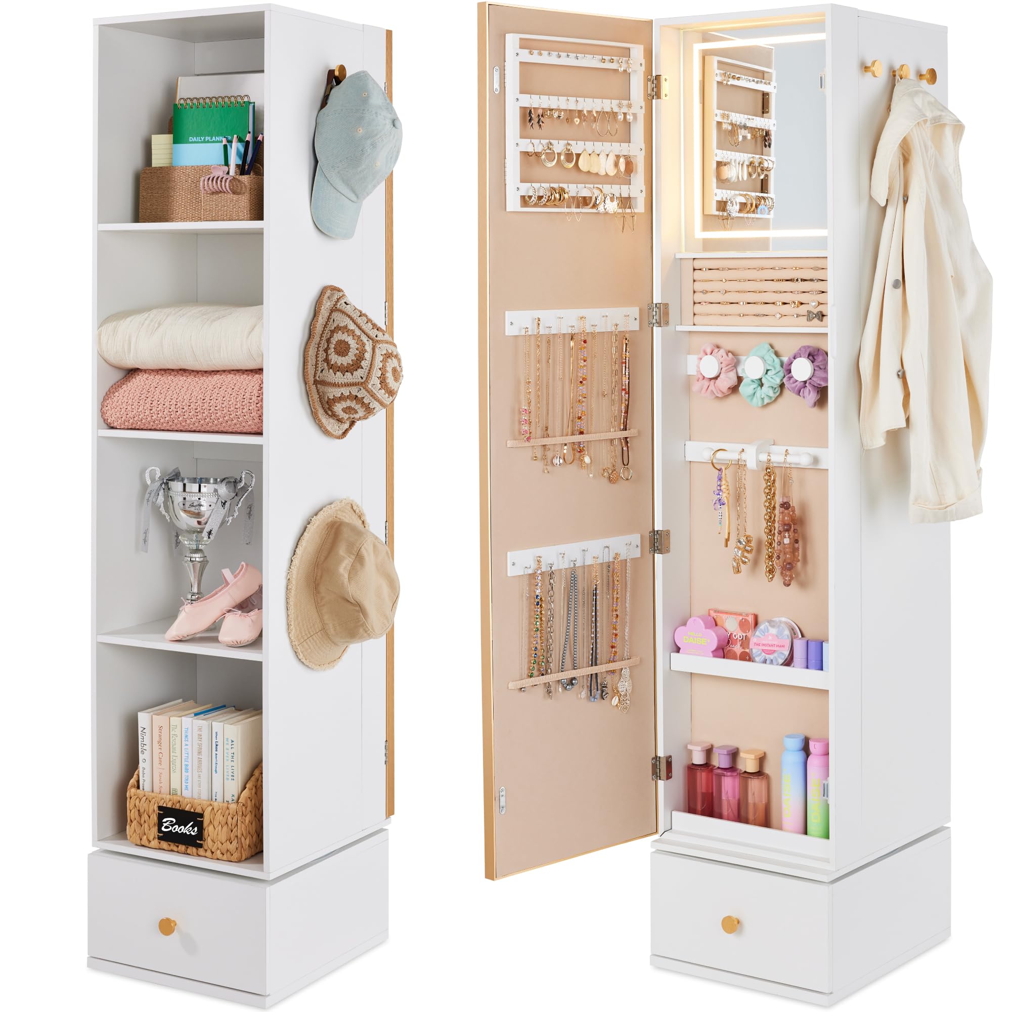 Cermin Putar dengan Kabinet Pe - Full Length Mirror Jewelry Armoire ulasan dan harga