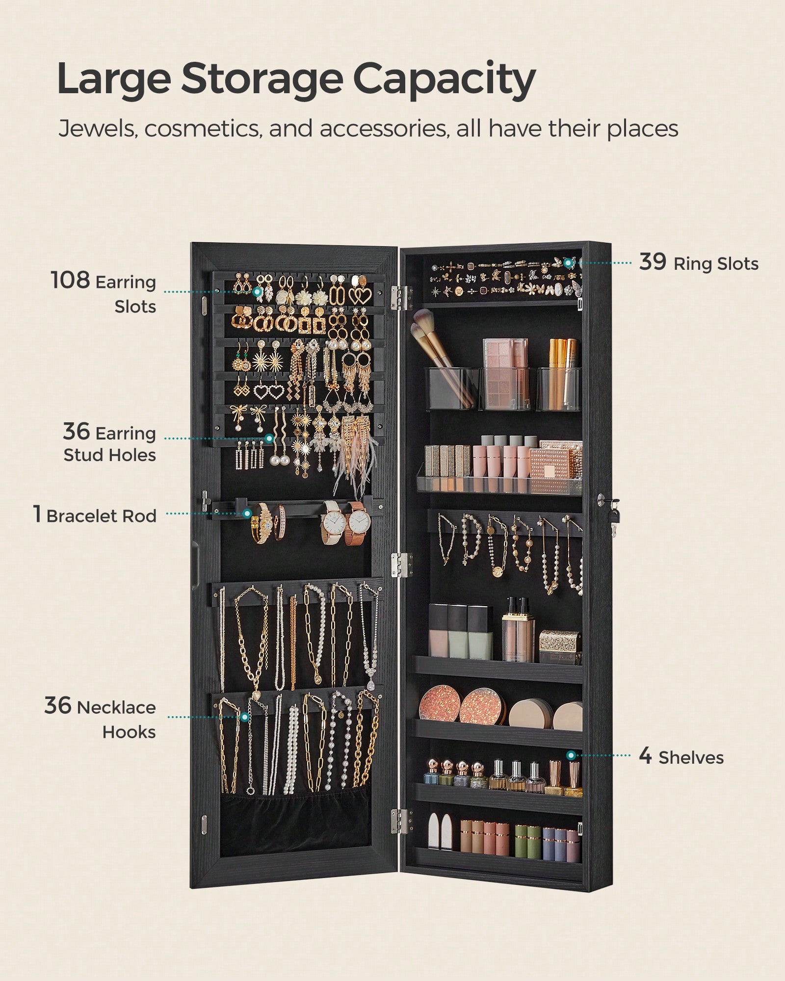 Lemari Perhiasan Gantung Dindi - Full Length Mirror Jewelry Armoire ulasan dan harga