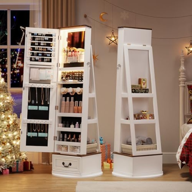 360 ° Lemari Perhiasan Putar d - Full Length Mirror Jewelry Armoire ulasan dan harga